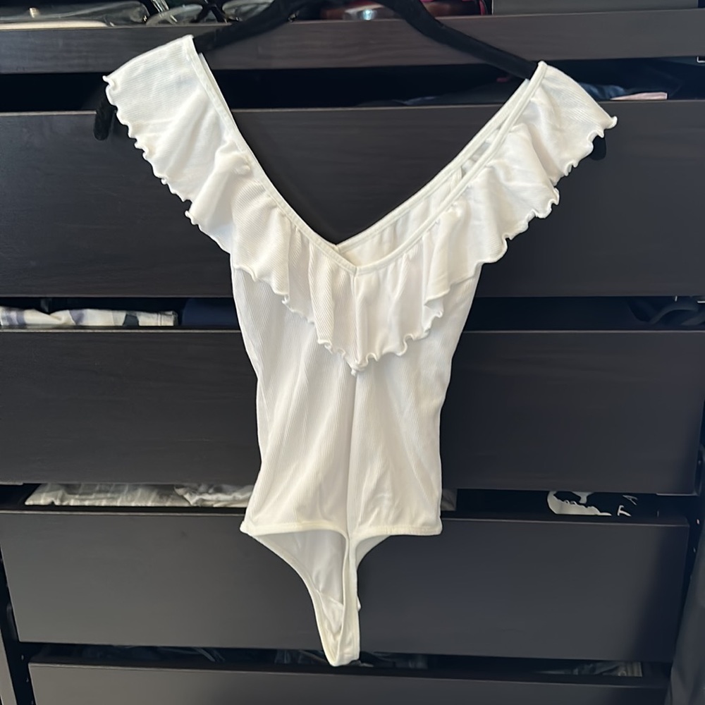 White Ruffled Body Suit - Picture 3 of 5